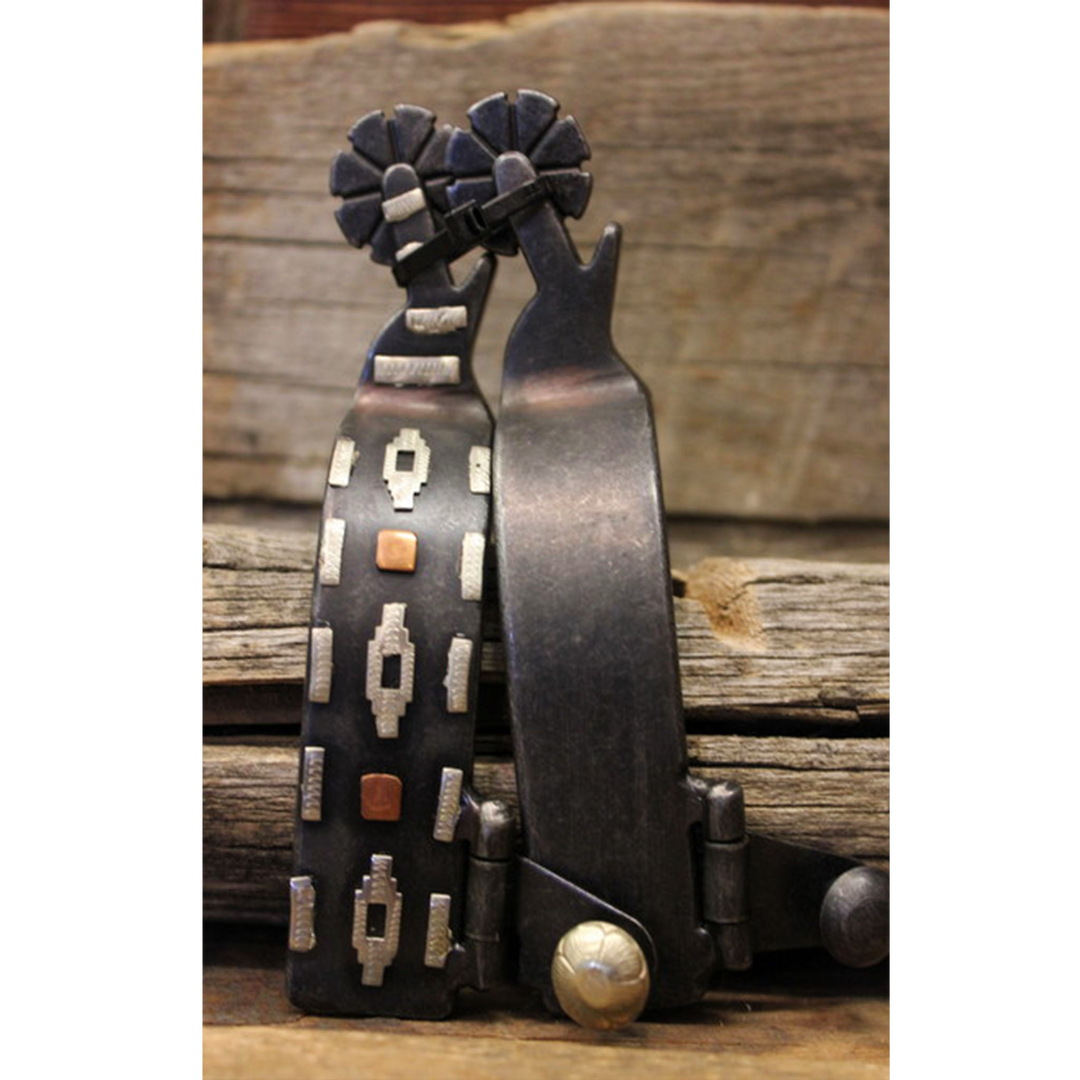 Custom Cowboy Shop - Black Steel Aztec Spurs