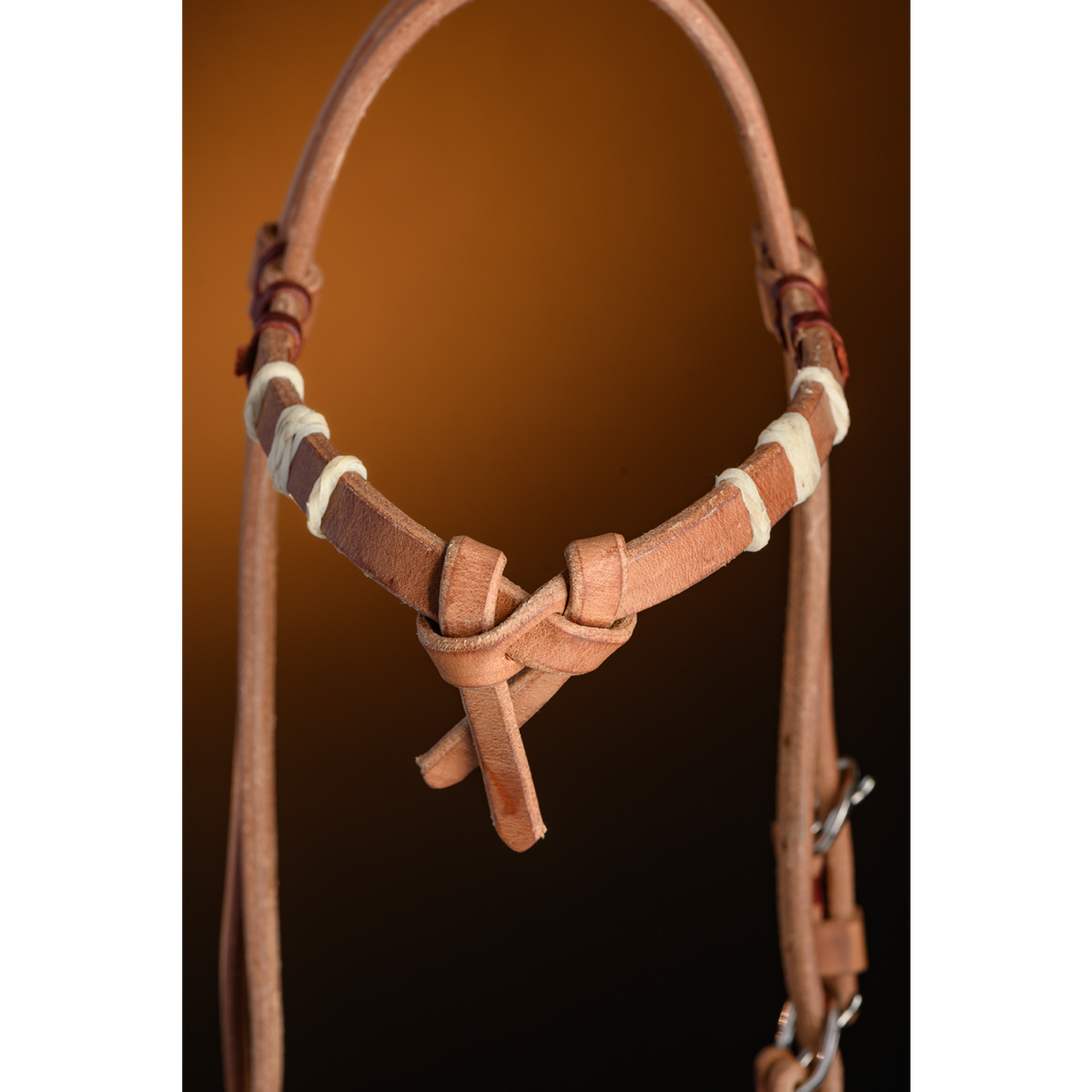 Knot Browband Headstall with Rawhide Knots Custom Cowboy Shop