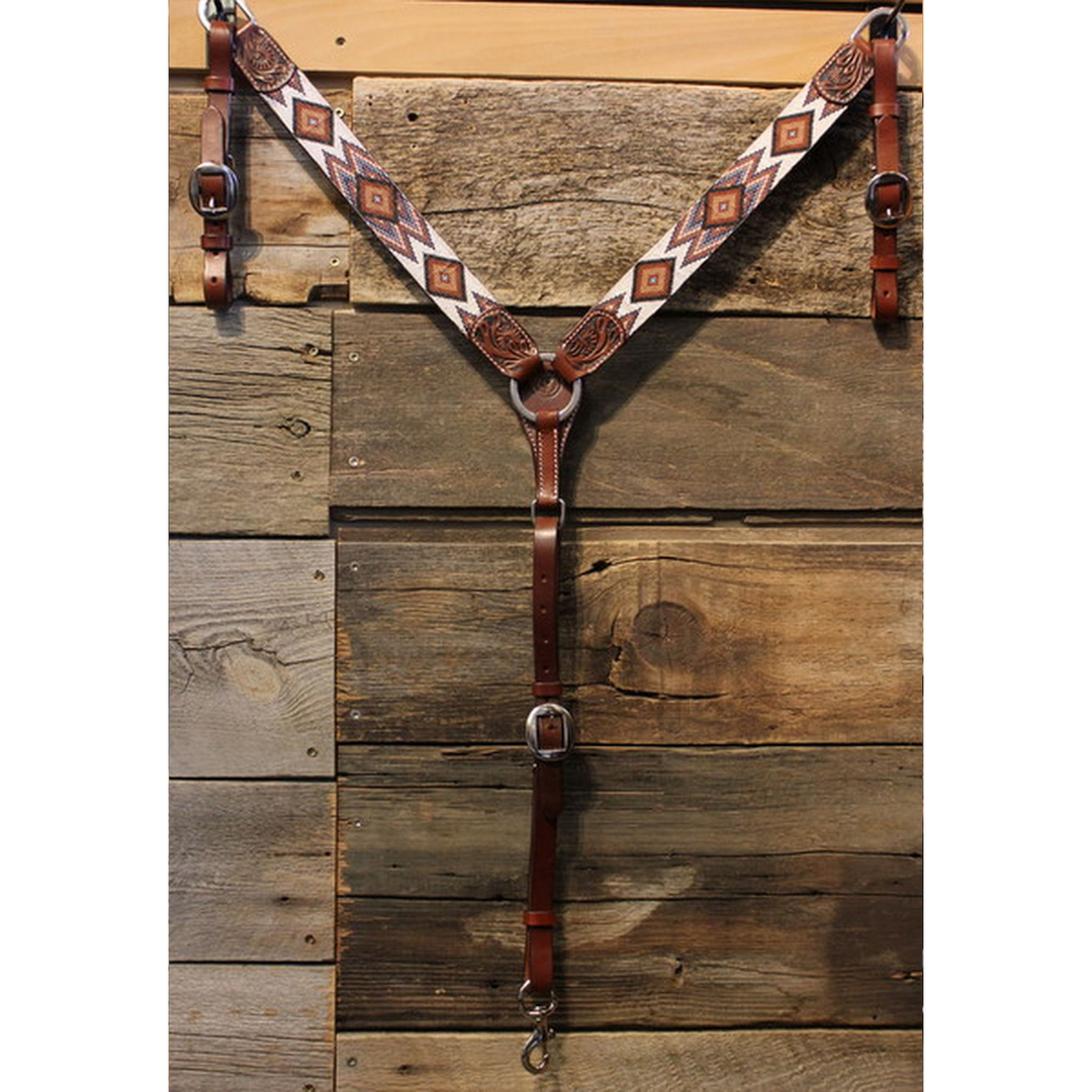 Brown & White Beaded Breast Collar