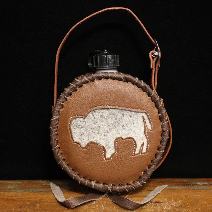 Leather Covered Canteen with Buffalo