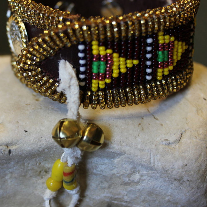 Beaded Bracelet - Gold Beads w/Conchos