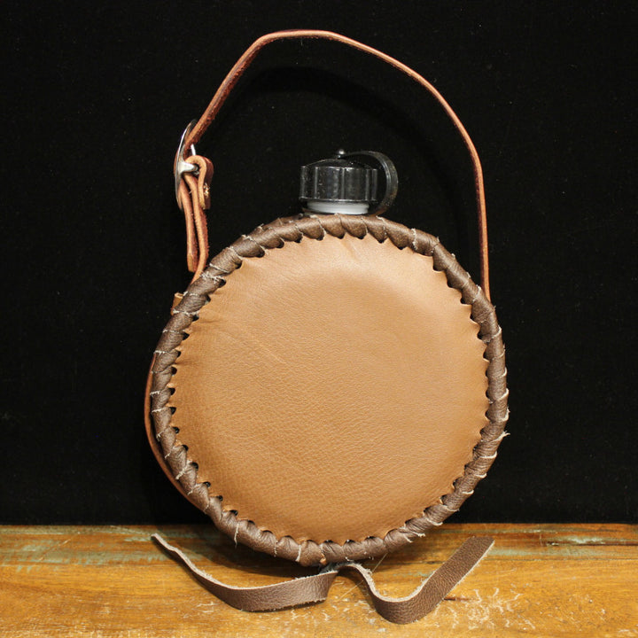 Leather Covered Canteen with Buffalo