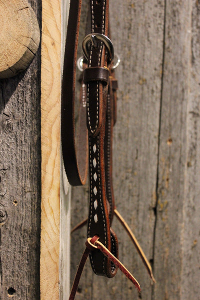 Buckstitched One Ear Headstall - Chocolate