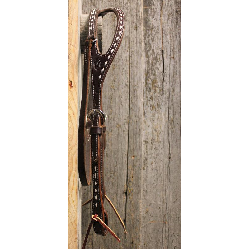Buckstitched One Ear Headstall - Chocolate