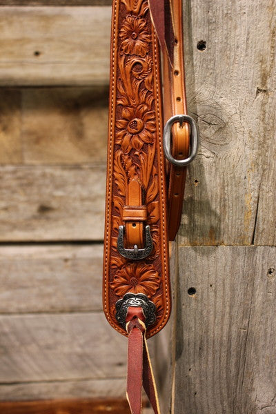 Flower Tooled Old Timey Headstall