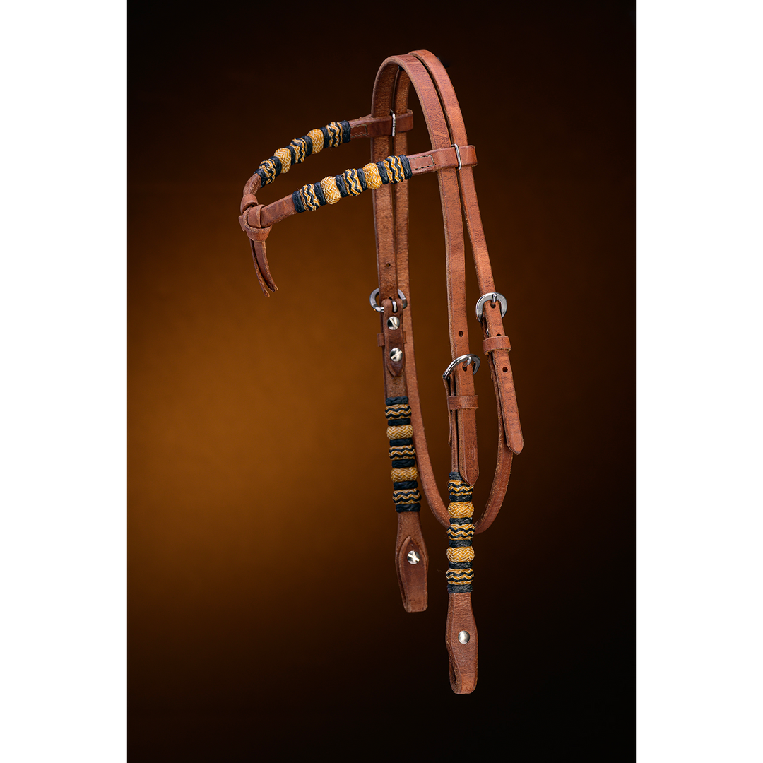 Knot Browband Headstall with Rawhide Braiding