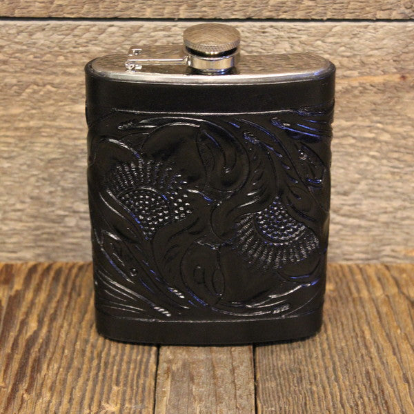 Hand hotsell tooled leather wrapped flask