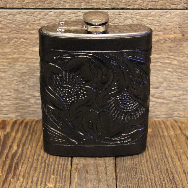 Custom Cowboy Shop - Tooled Leather Flask