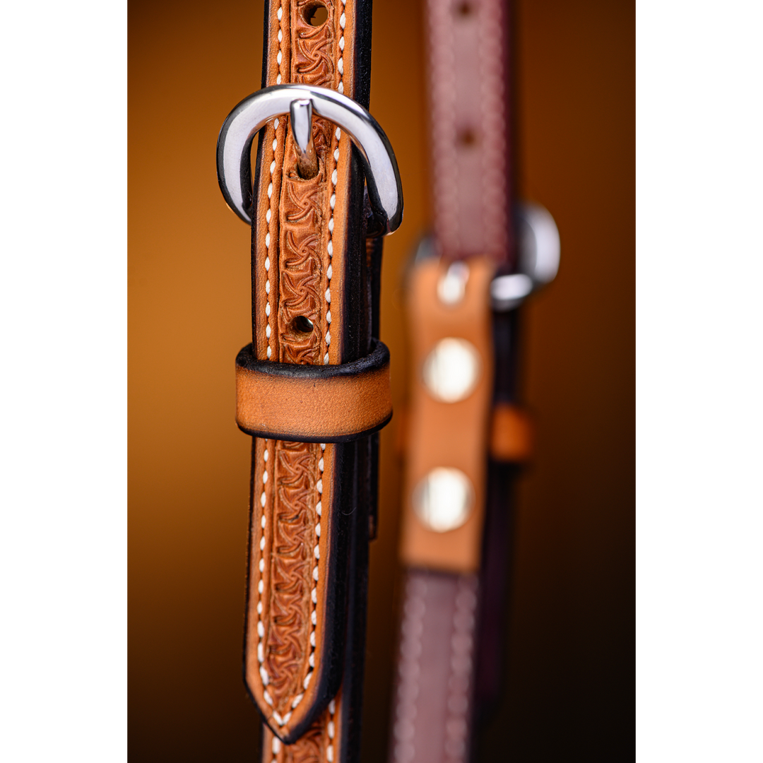 Spider Stamp One Ear Headstall - Russet