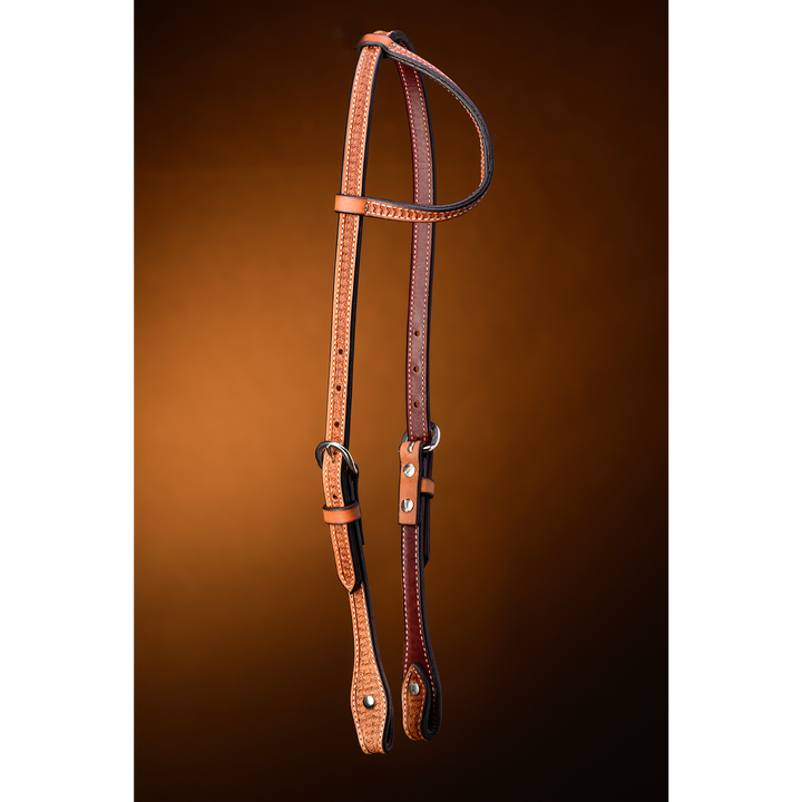 Spider Stamp One Ear Headstall - Russet