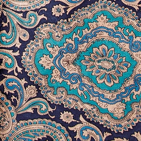 Custom Cowboy Shop - Extra Large Paisley Silk Scarf - Blue and Gold