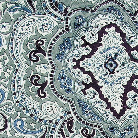 Custom Cowboy Shop - Extra Large Paisley Silk Scarf - Silver and Black