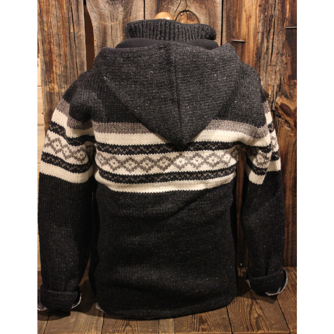 Hooded Wool Cowboy Sweater with Pattern