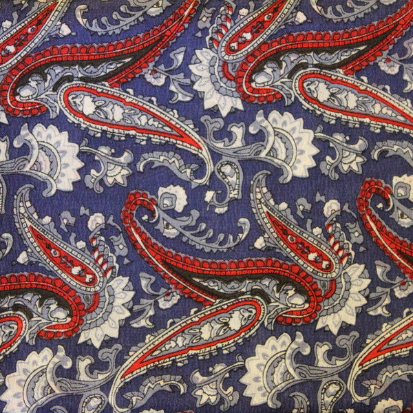 Red, White & Blue Paisley Silk Scarf