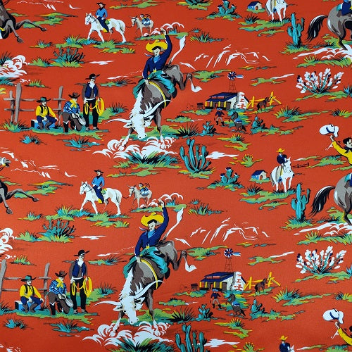 Retro Cowboy Silk Charmeuse Scarf - Red – Custom Cowboy Shop