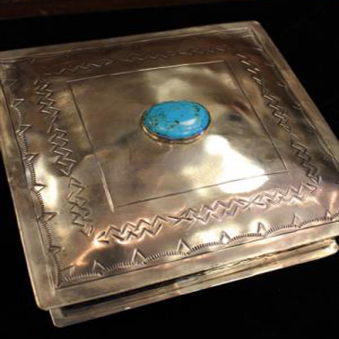 Squared Stamped Box with Turquoise
