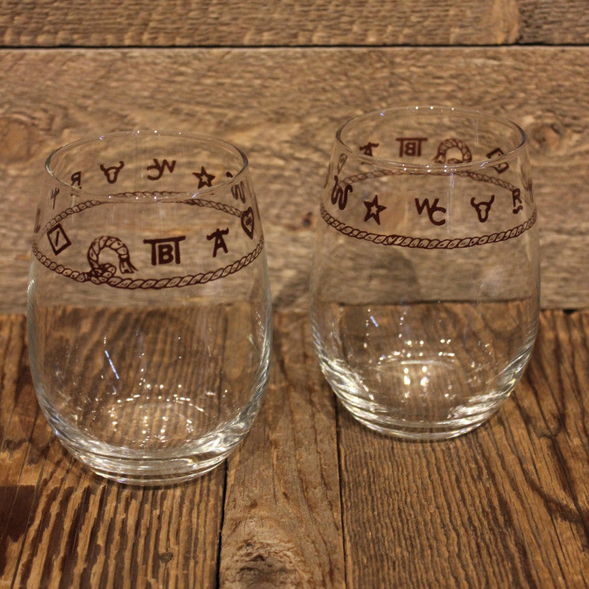 Custom Cowboy Shop - Stemless Wine Glass with Brand