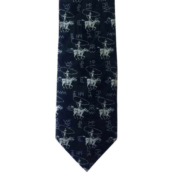 Custom Cowboy Shop -Black Roper and Brands Silk Necktie