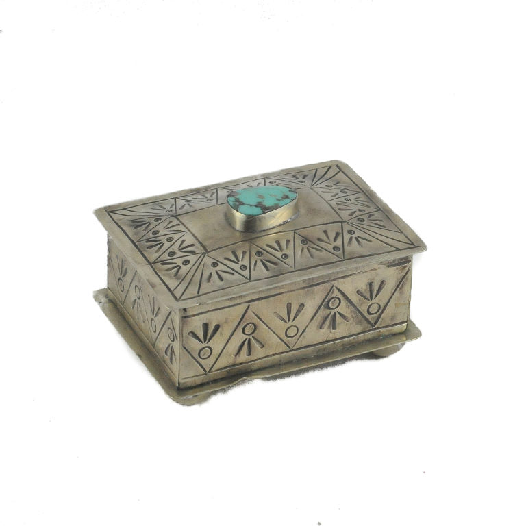 Small Stamped Box with Turquoise Stone – Custom Cowboy Shop