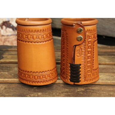 Wide Border Stamped Leather Cuffs