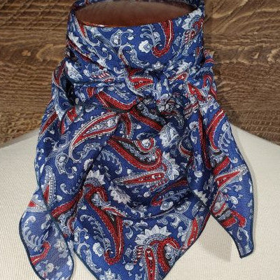 Red, White & Blue Paisley Silk Scarf