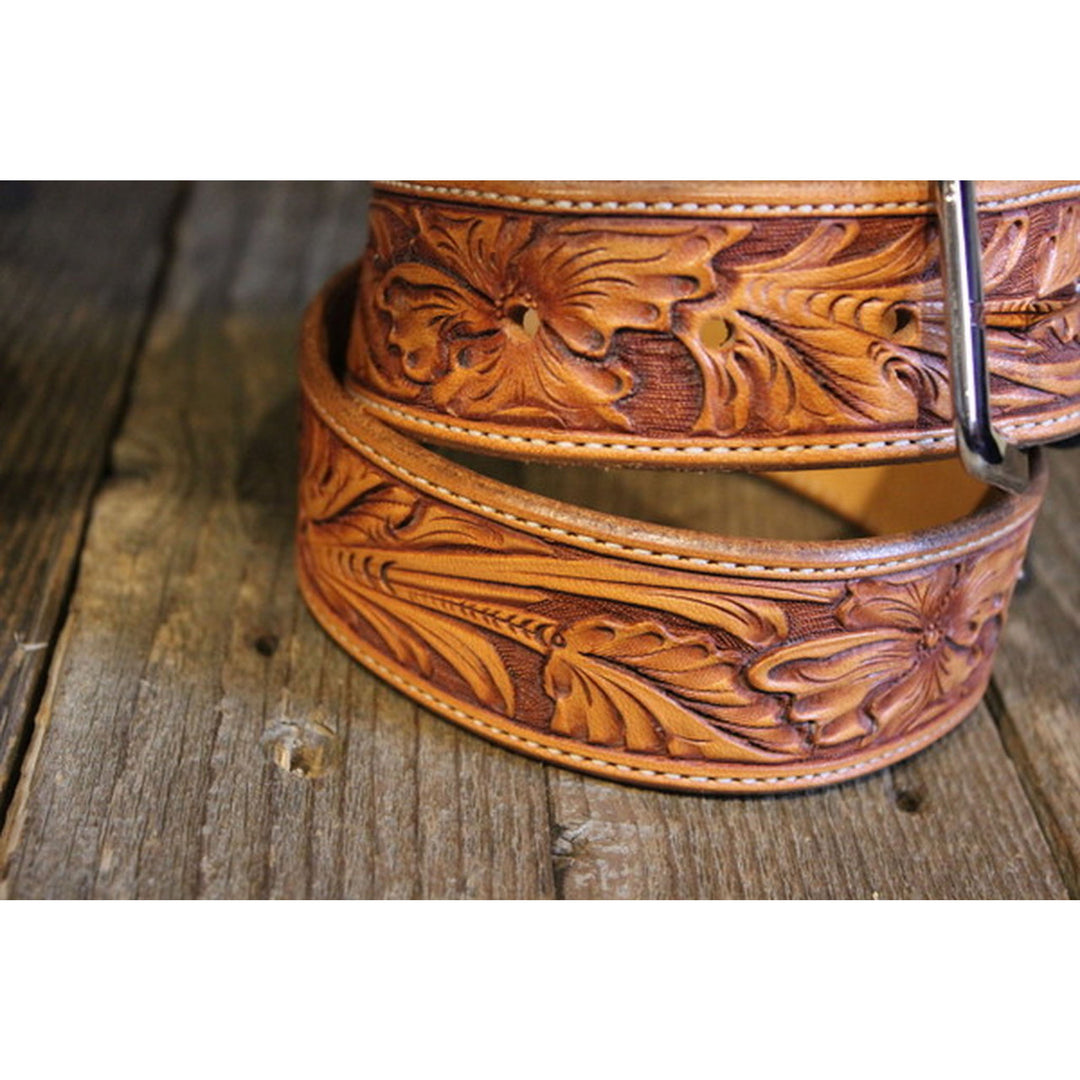 Hand-Tooled Leather Belt – Custom Cowboy Shop