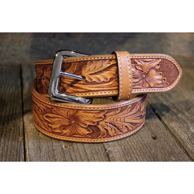 Custom Cowboy Shop - Hand-Tooled Sheridan Style Western Leather Belt