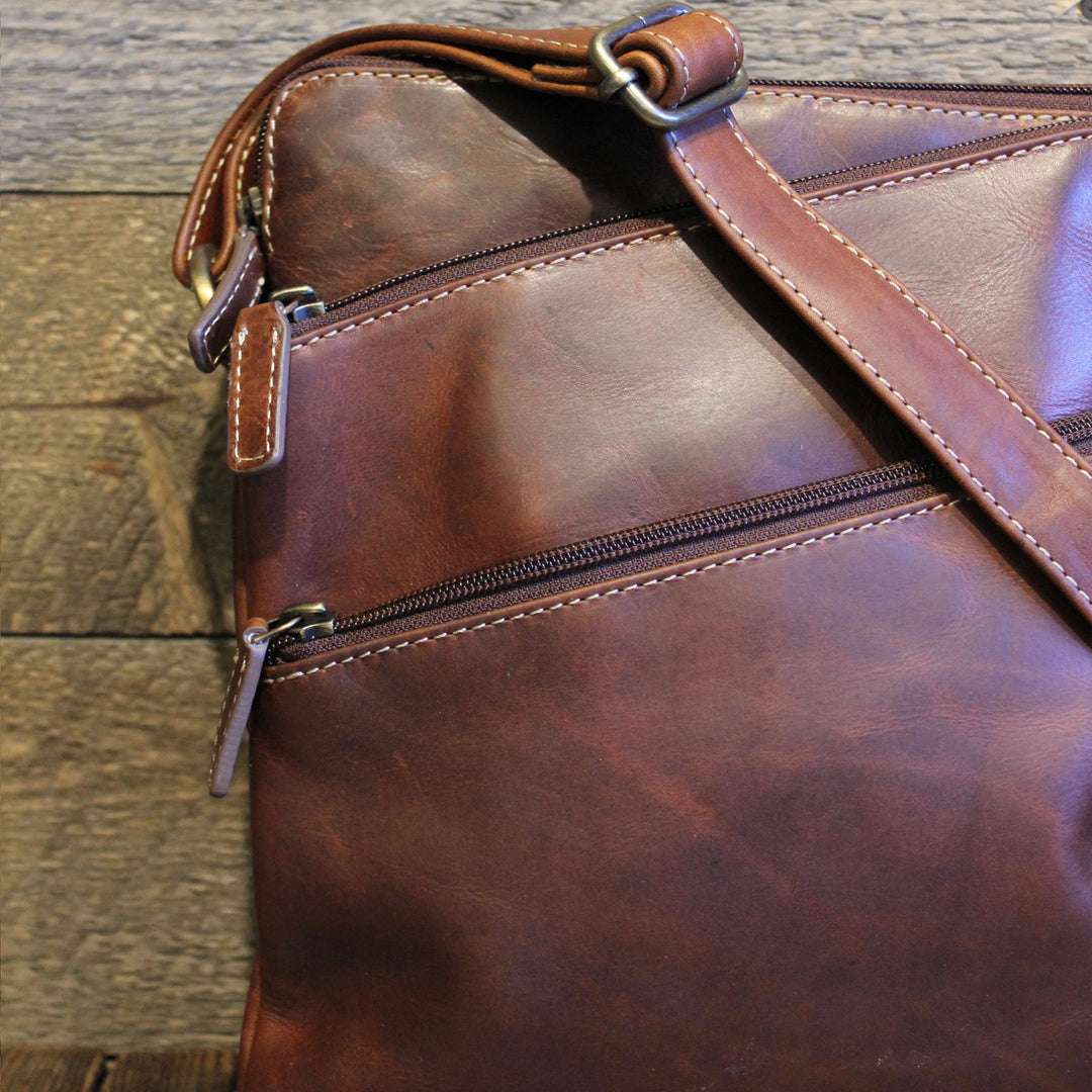 Leather Bag w/ Outside Zippers