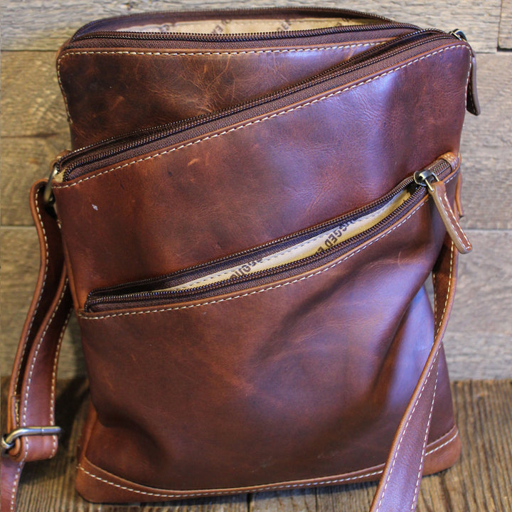 Leather Bag w/ Outside Zippers
